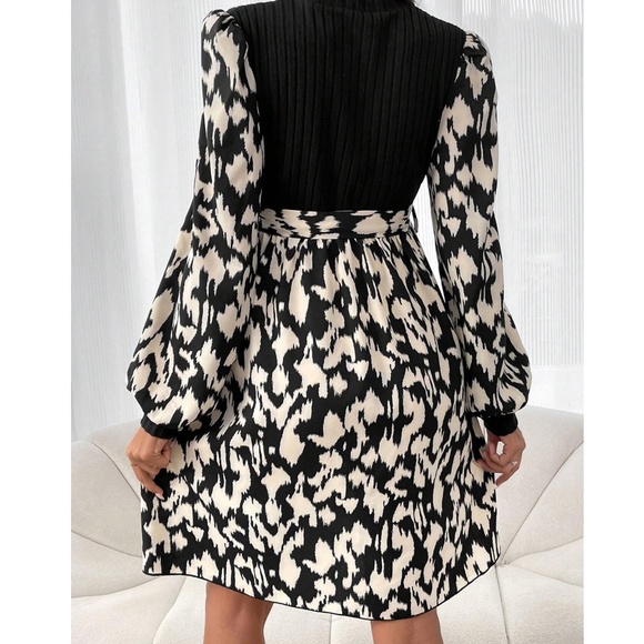 Maternity leopard Print Belted Long sleeve Dress - Picture 2 of 6